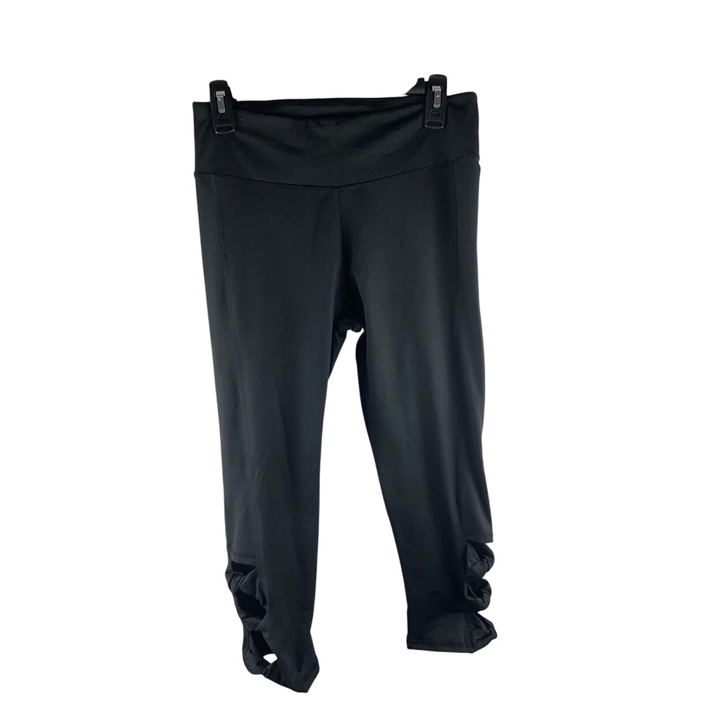 BKE Black Crop Leggings Workout Yoga Pants Criss Cross‎ Ankels Performance